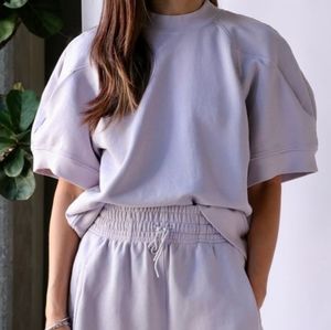 AGOLDE Los Angeles The Round Shoulder Half Sleeve Boxy Sweatshirt in Jelly Bean